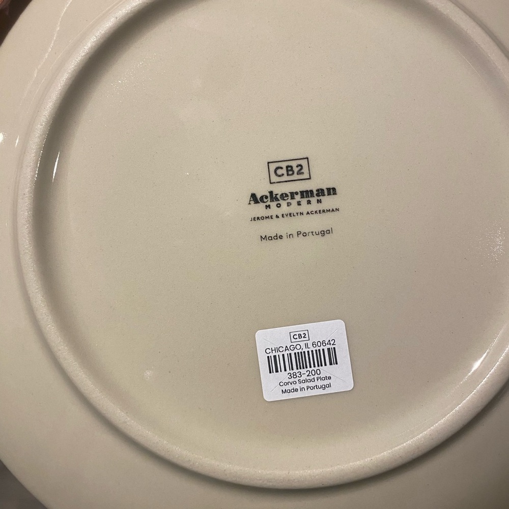 CB2 Corvo White And Black Patterned Salad Plate By Ackerman x 4 - Picture 2 of 3